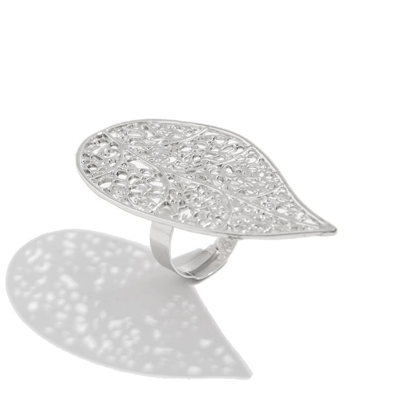 Ажурное кольцо в форме капли с растительным узором 1J11780CJJ