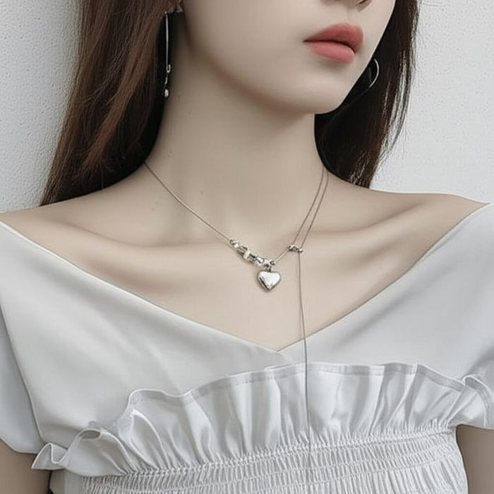 Изысканный лариат с подвеской в форме сердца и жемчугом J10972CJJ Изысканный лариат с подвеской в форме сердца и жемчугом J10972CJJ