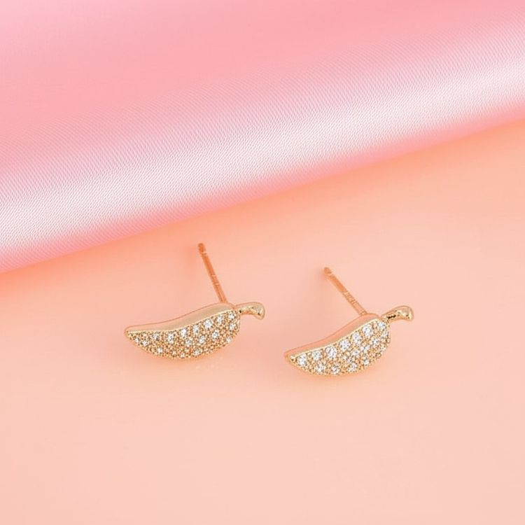 Серьги-гвоздики листья со стразами J10711CJJ