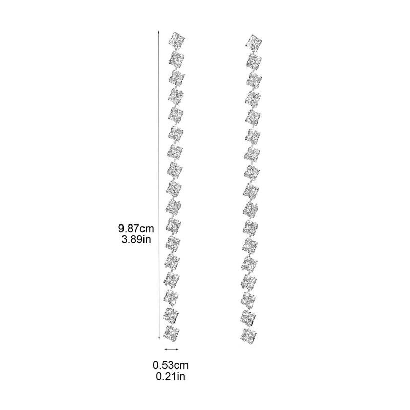 Длинные висячие серьги нити из сияющих кристаллов CJD82823