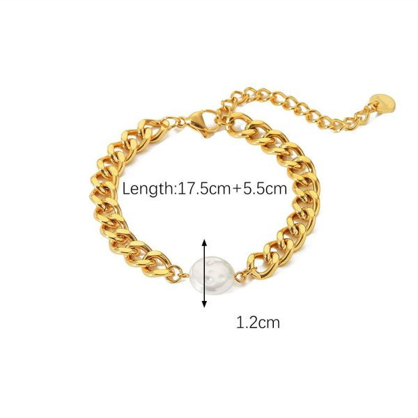 Браслет цепочка с подвеской из крупной жемчужины CJL36257