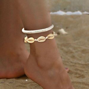 Браслет на ногу жесткий с ракушкой CJL68390 Браслет на ногу жесткий с ракушкой CJL68390