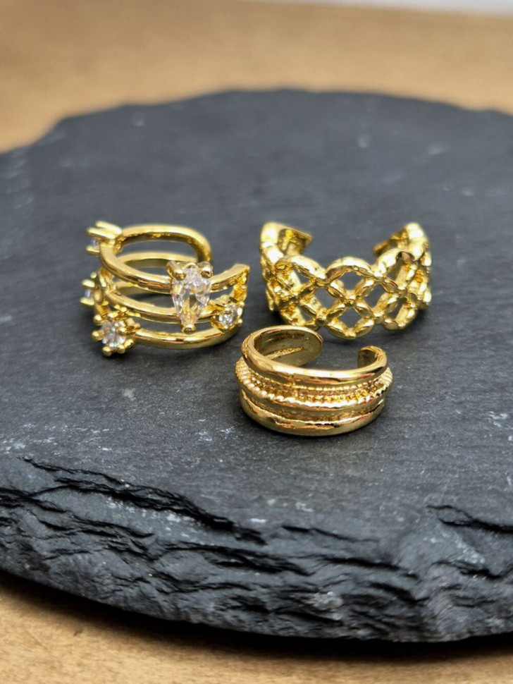 Золотистый сет каффов с кристаллами 1J11001CJJ