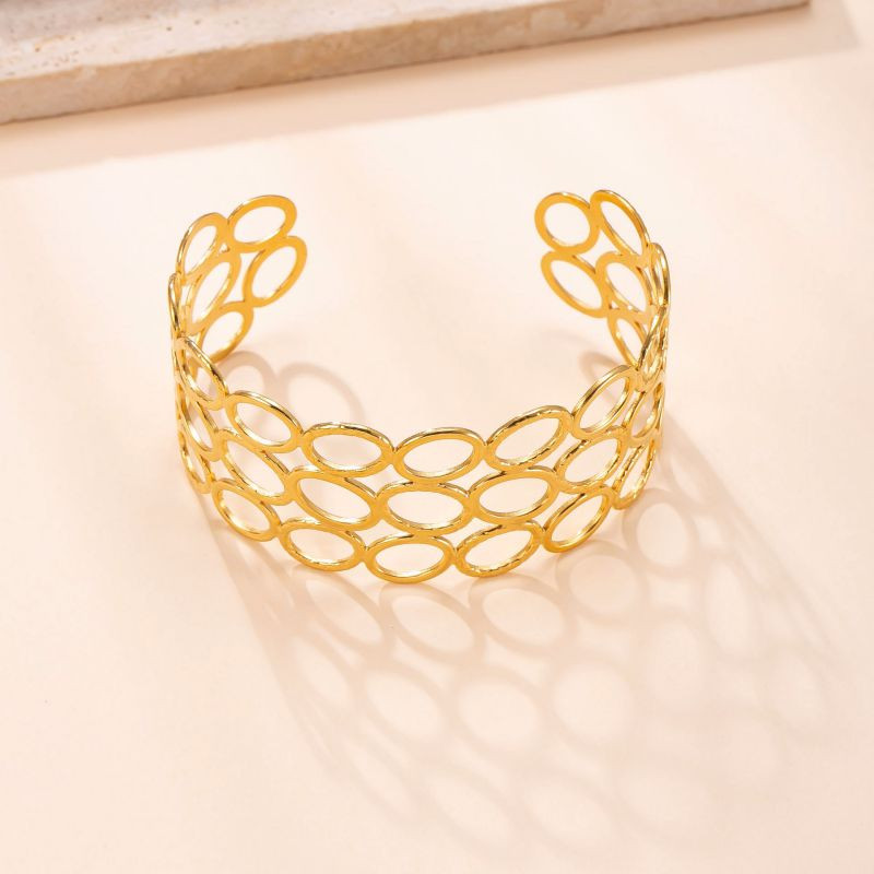 Браслет жесткий широкий с сетчатым плетением CJR79629