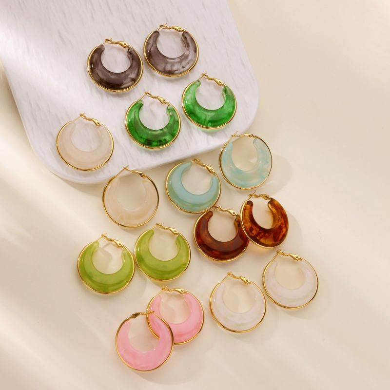 Серьги-кольца с аквамариновым акрилом CJR74150 Серьги-кольца с аквамариновым акрилом CJR74150