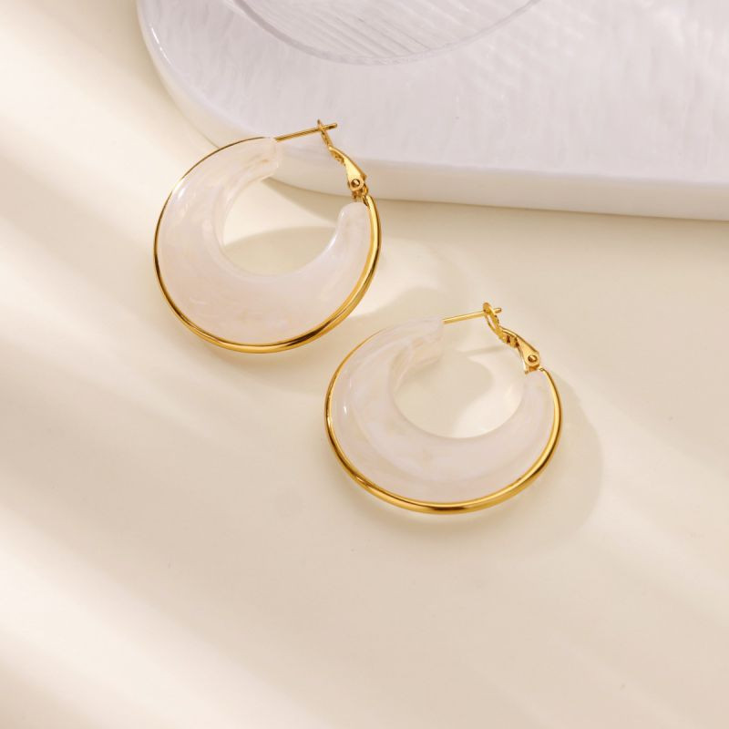 Серьги-кольца с аквамариновым акрилом CJR74150 Серьги-кольца с аквамариновым акрилом CJR74150