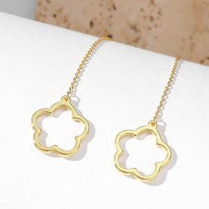 Длинные серьги протяжки с контурными цветами CJH70571 Длинные серьги протяжки с контурными цветами CJH70571