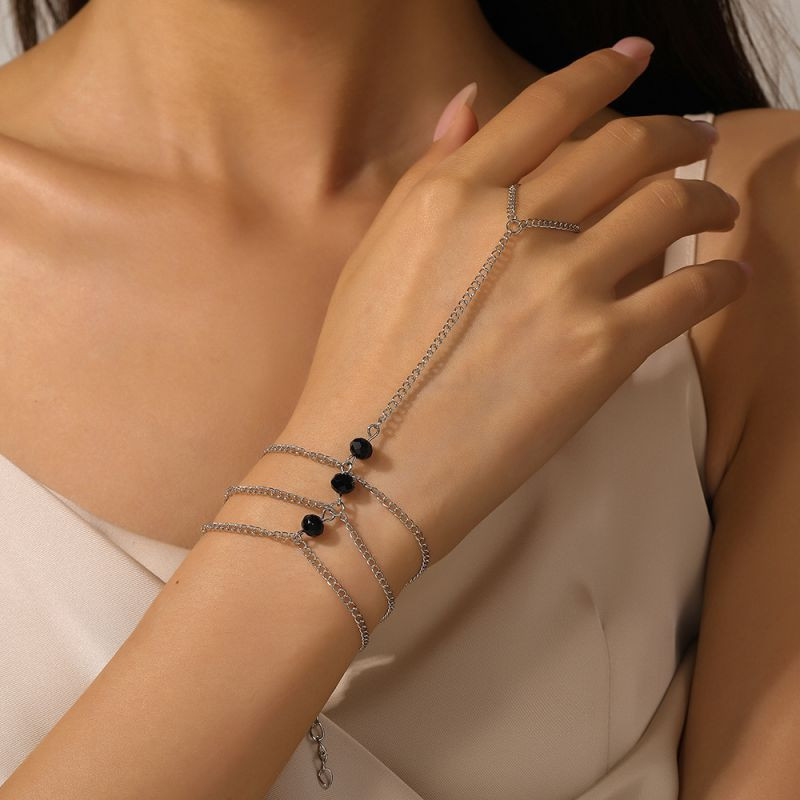 Браслет на палец с темными камнями CJN79202