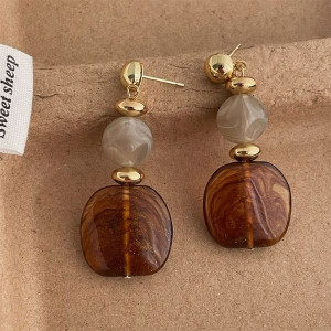 Висячие серьги с акриловыми звеньями и мраморным узором CJL47388 Висячие серьги с акриловыми звеньями и мраморным узором CJL47388