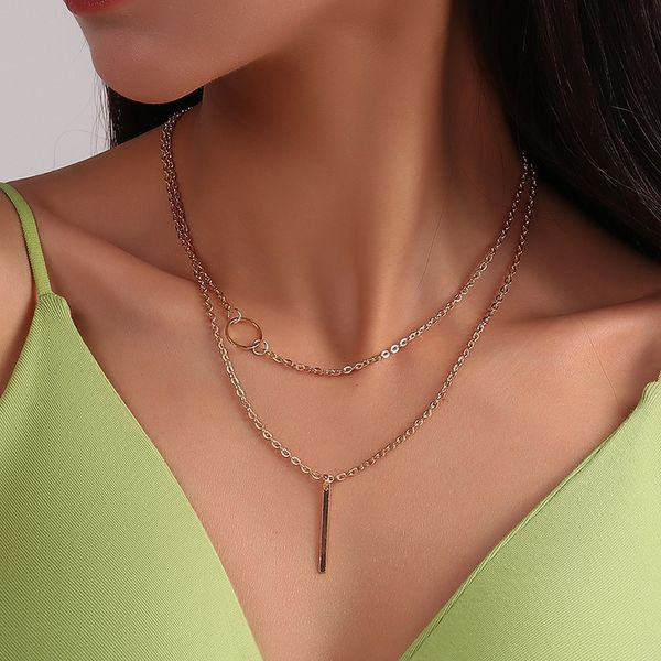 Двойная тонкая цепочка с геометрической подвеской-цилиндром CJL40787