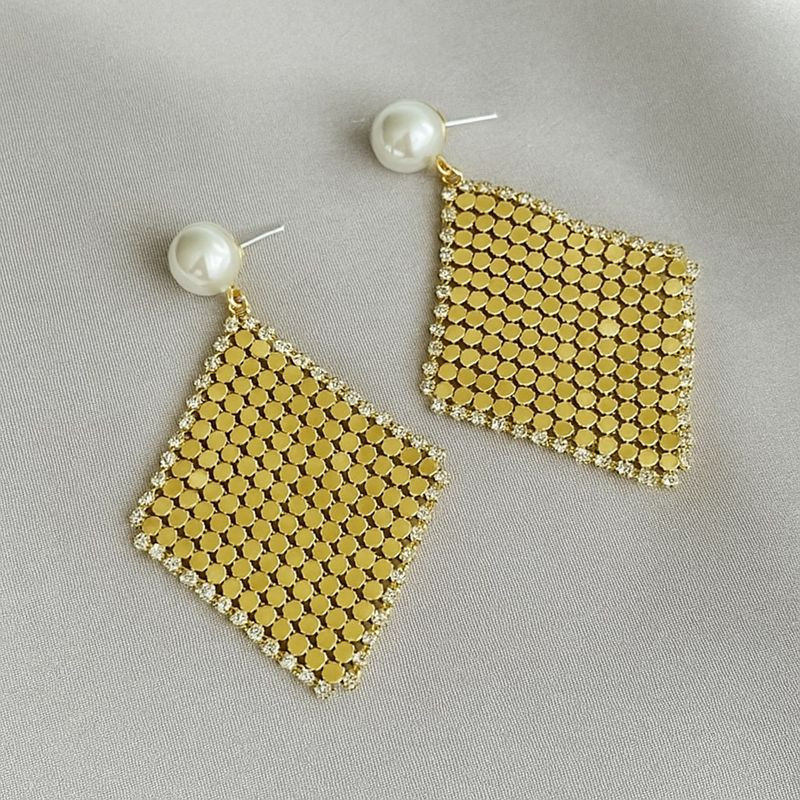 Серьги-пусеты «Сверкающие ромбы» 1J12096CJJ