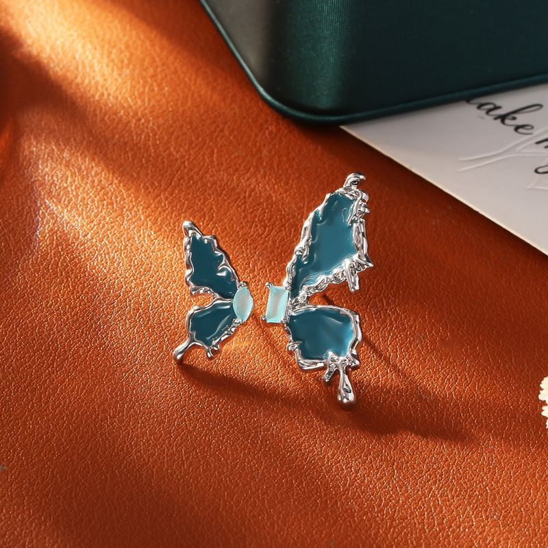 Серьги-пусеты Бирюзовые бабочки с серебряным гвоздиком 1J10400CJJ