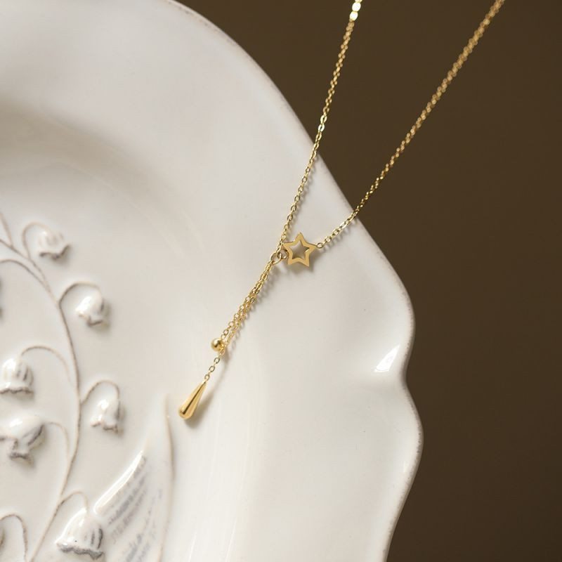 Тонкое колье-галстук с каплей-кристаллом CJL14303 Тонкое колье-галстук с каплей-кристаллом CJL14303