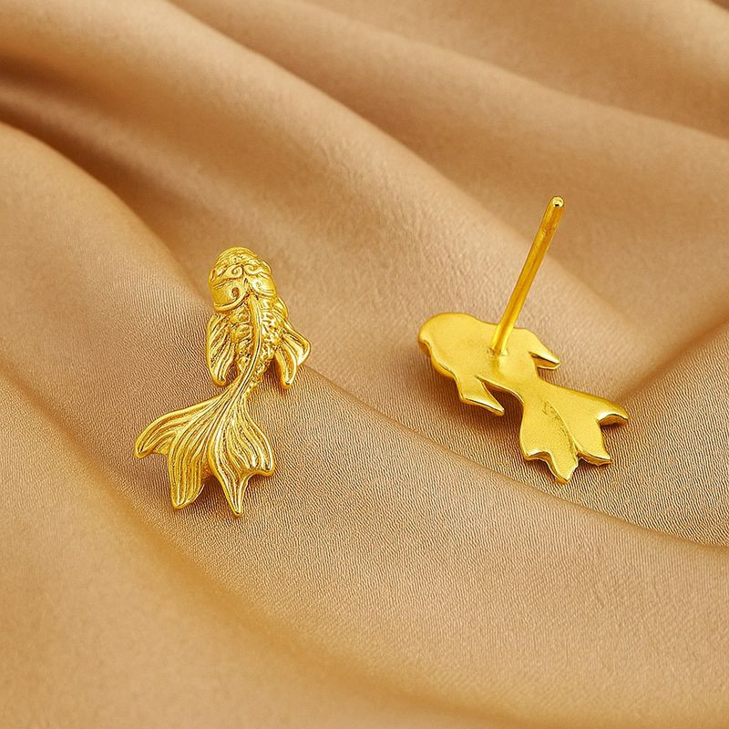 Серьги рыбки медь напыление золотом 1J12341CJJ Серьги рыбки медь напыление золотом 1J12341CJJ