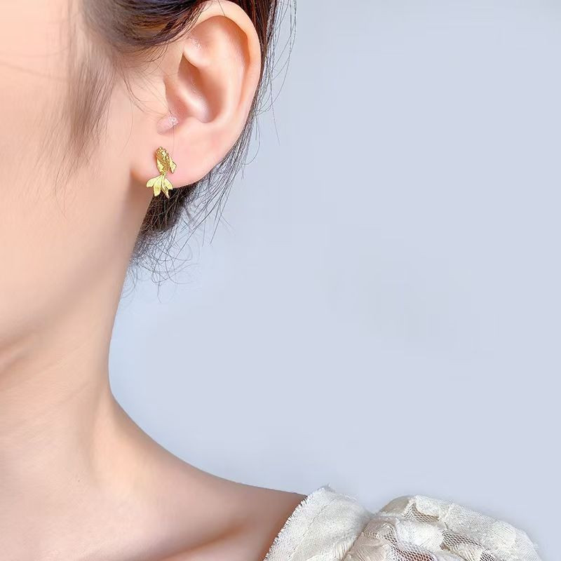 Серьги рыбки медь напыление золотом 1J12341CJJ Серьги рыбки медь напыление золотом 1J12341CJJ