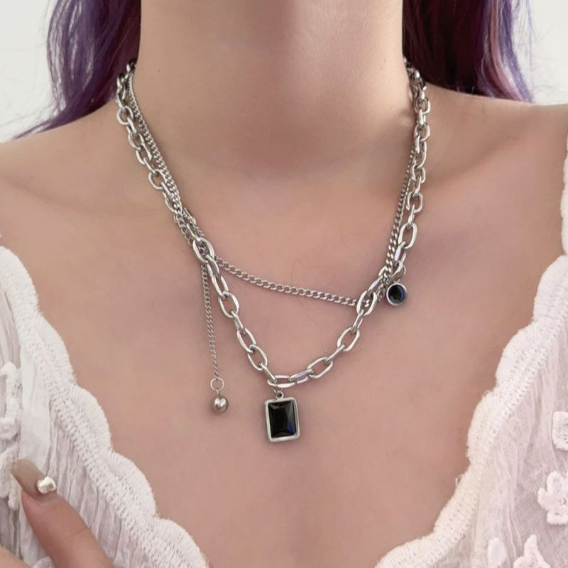 Двойное колье с крупным темным кристаллом CJG62378 Двойное колье с крупным темным кристаллом CJG62378