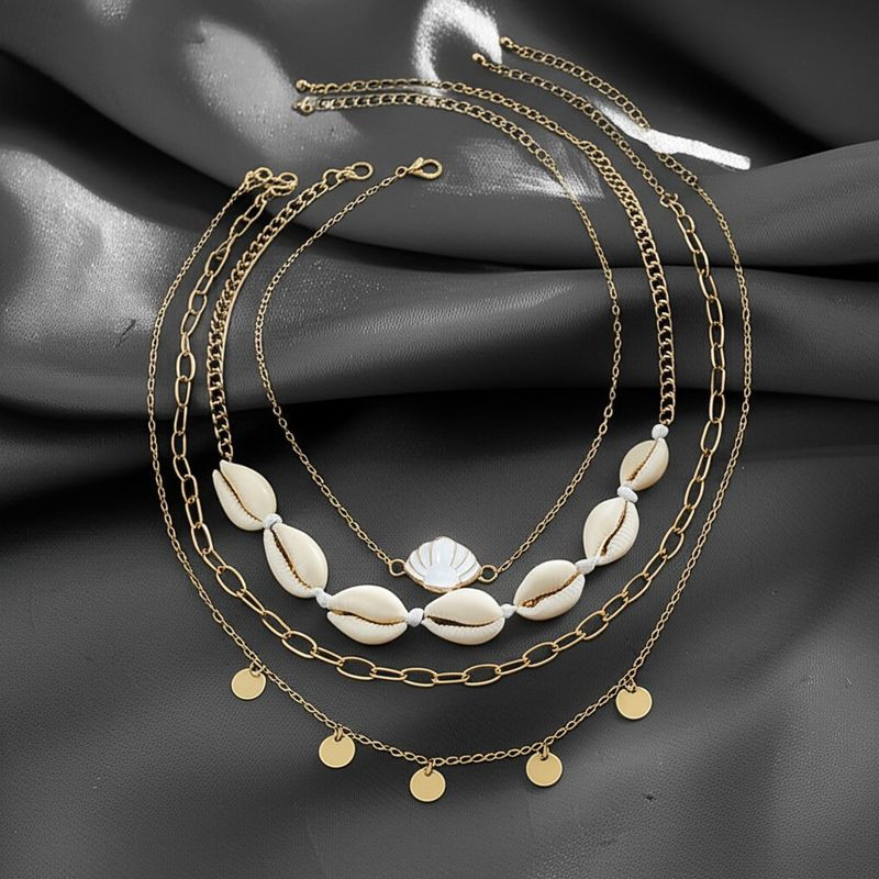 Многослойная цепочка с ракушками и монетками 1J11848CJJ