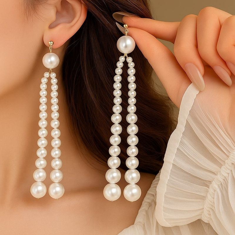 Длинные серьги-пусеты с жемчужными гроздьями 1J12097CJJ Длинные серьги-пусеты с жемчужными гроздьями 1J12097CJJ