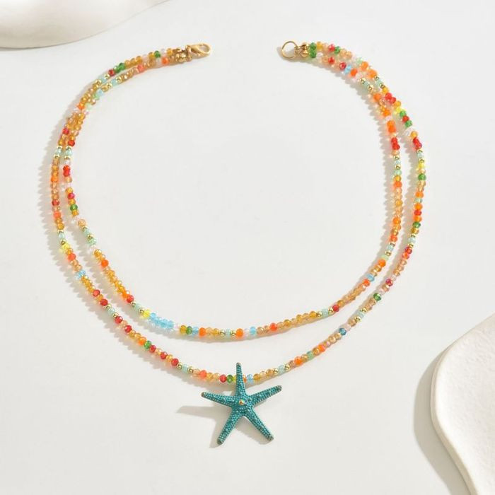 Двойное колье из бисера с подвеской в форме морской звезды CJM69586