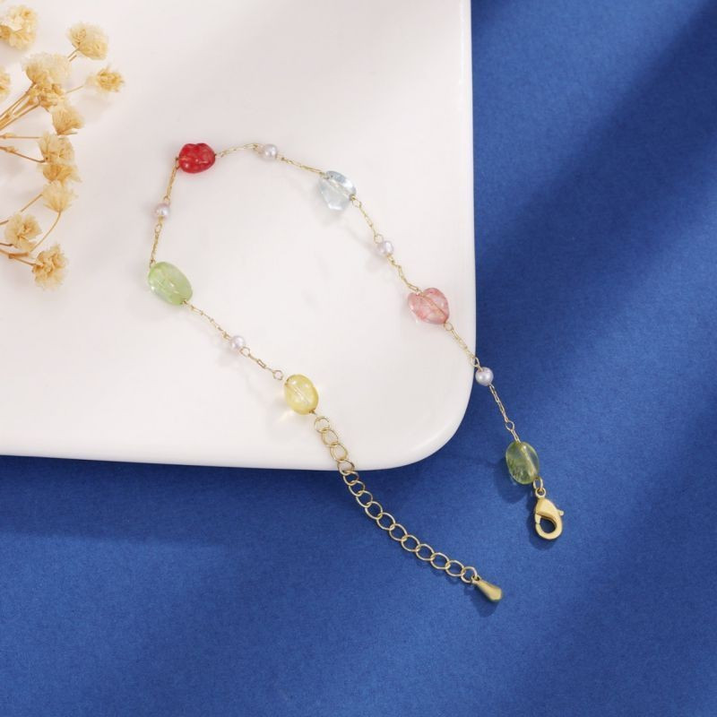 Тонкий браслет с декоративными вставками пастельных тонов CJG29534