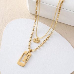 Многослойная цепочка с кулоном и ажурной вставкой J10951CJJ Многослойная цепочка с кулоном и ажурной вставкой J10951CJJ