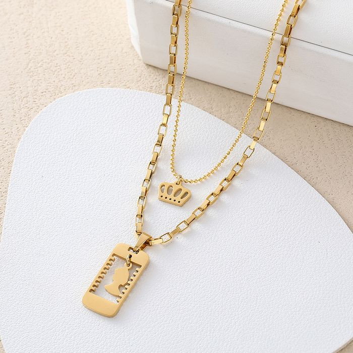 Многослойная цепочка с кулоном и ажурной вставкой J10951CJJ