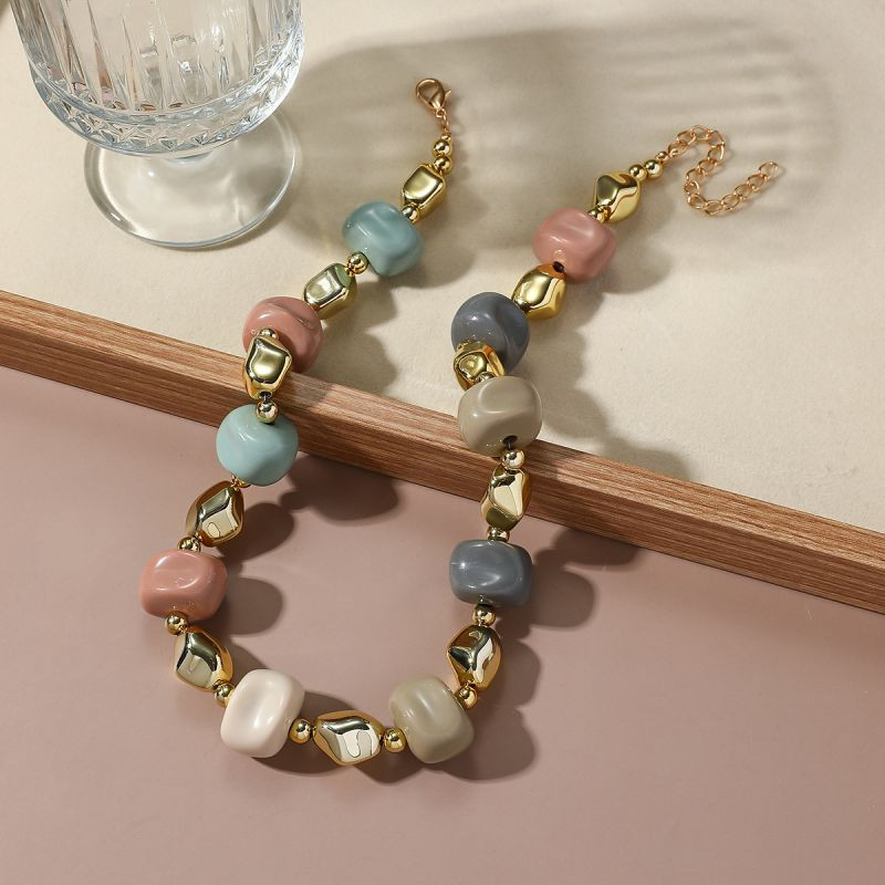 Бусы из разноцветного камня с жемчужными вставками CJR56829