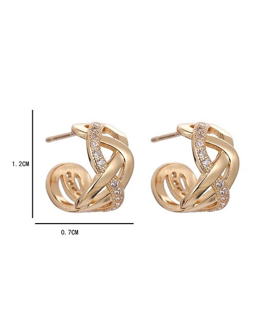 Серьги-полукольца с переплетением и стразами L95011 Серьги-полукольца с переплетением и стразами L95011