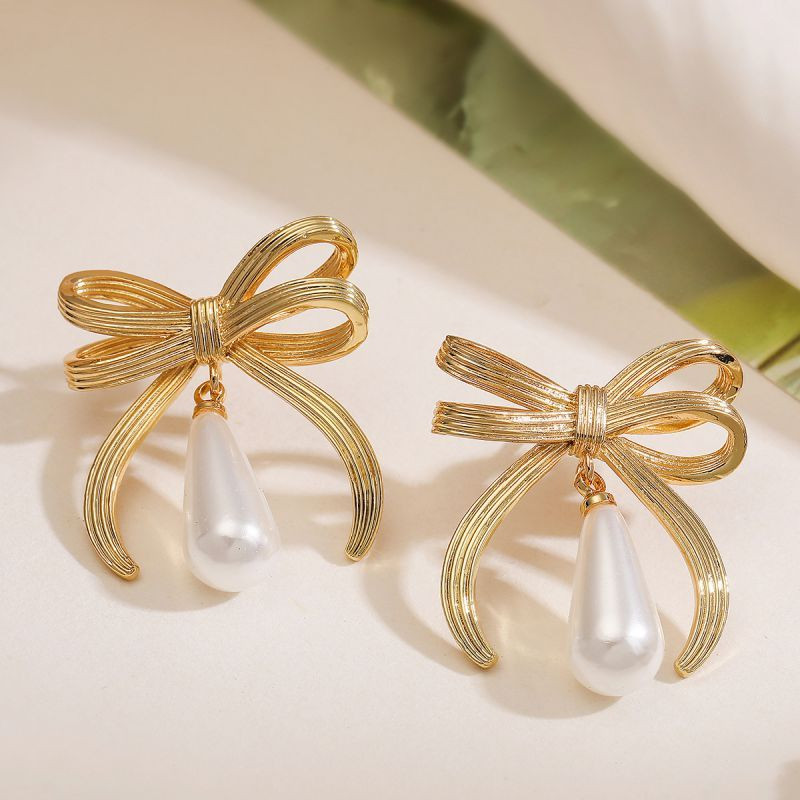 Серьги-банты с жемчужными подвесками CJL20491