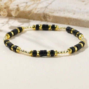 Браслет из черных цилиндрических бусин CJH69898 Браслет из черных цилиндрических бусин CJH69898