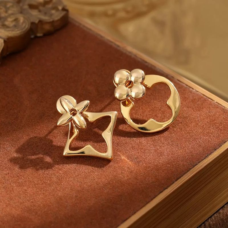 Серьги медь с напылением золотом клевер 1J11996CJJ