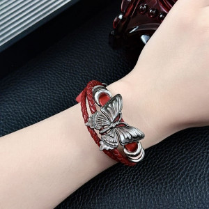 Браслет кожаный с металлической бабочкой CJQ17030 Браслет кожаный с металлической бабочкой CJQ17030