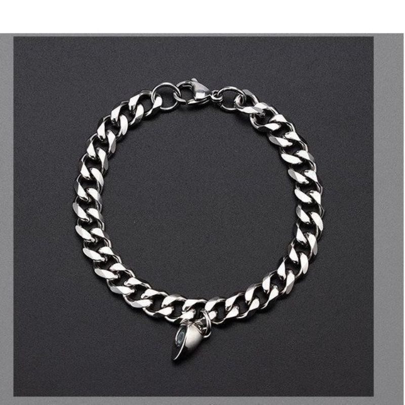 Парные браслеты стальное притяжение с плетением гурмет CJQ68210