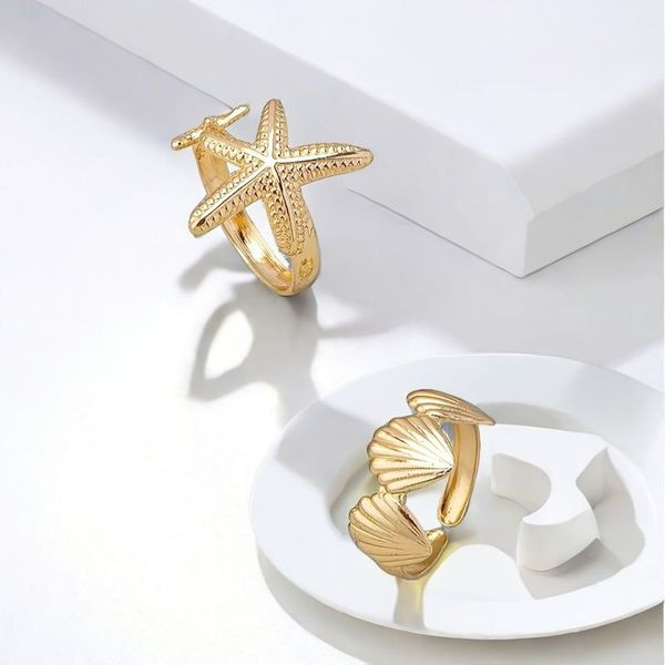 Набор колец с морскими звездами и листьями CJL68393