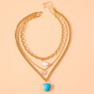 Трехъярусная цепочка с цветной эмалью и подвеской-сердцем CJL75796 Трехъярусная цепочка с цветной эмалью и подвеской-сердцем CJL75796