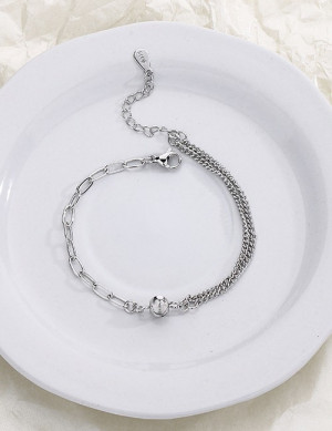 Двойной серебристый браслет с подвеской-звездой R86939