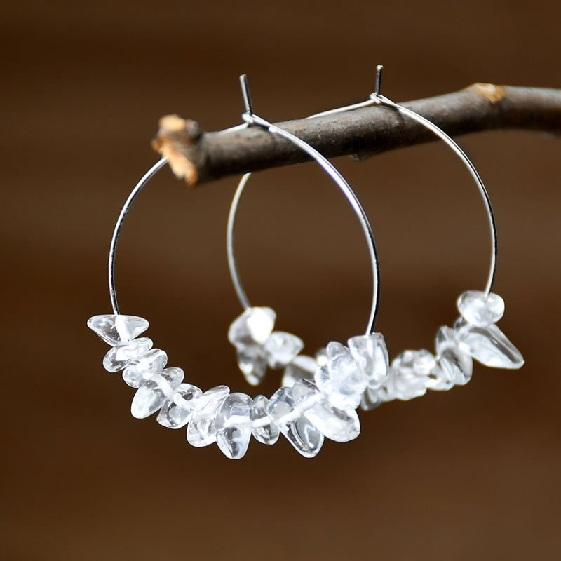 Большие серьги-конго с россыпью прозрачных кристаллов M90737 Большие серьги-конго с россыпью прозрачных кристаллов M90737