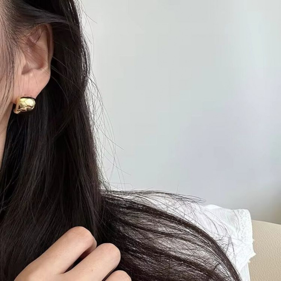 Серьги-гвоздики полусферы гладкие J10719CJJ