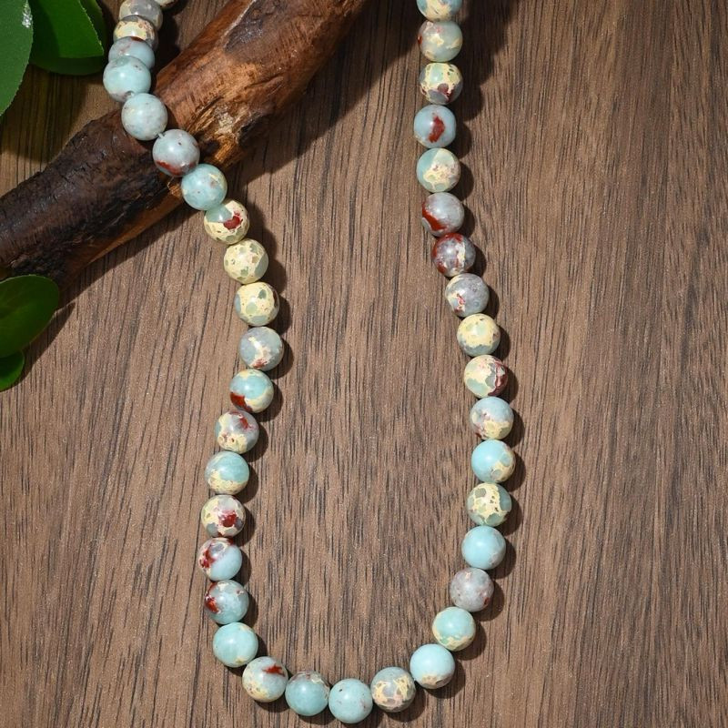 Короткие бусы из бирюзового агата с жестким металлическим замком CJN34427