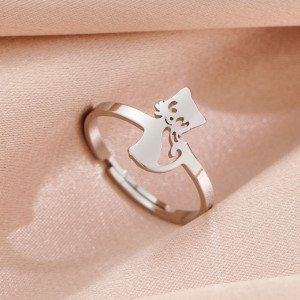 Серебристое кольцо с кошачьей лапкой из стали CJH89494