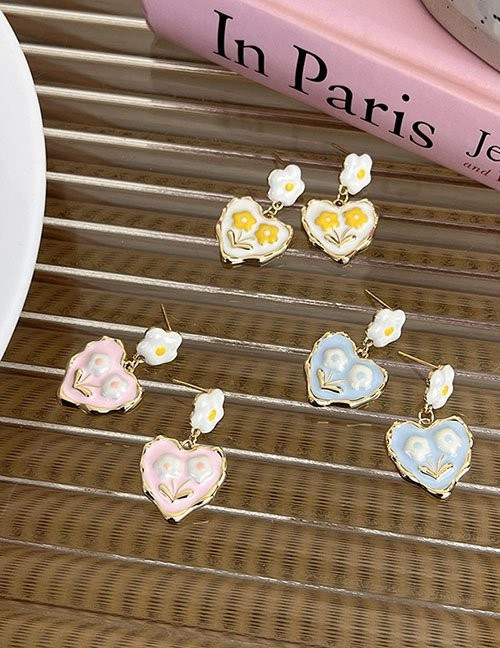 Серьги-пусеты «Сердца с маргаритками» Z55852