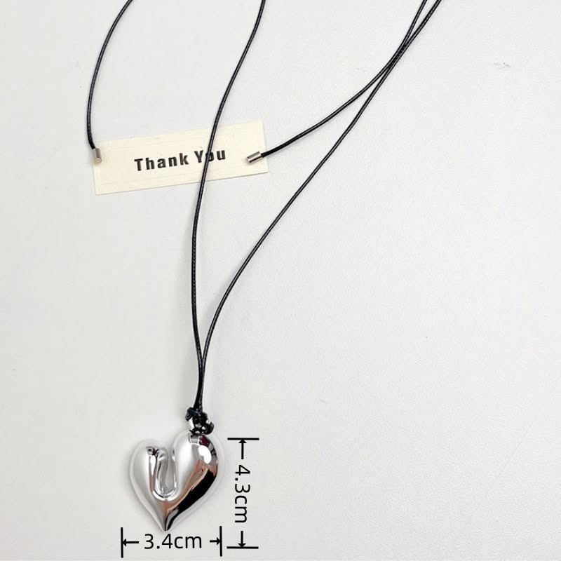 Черная длинная цепочка с подвеской-сердцем 1J11640CJJ