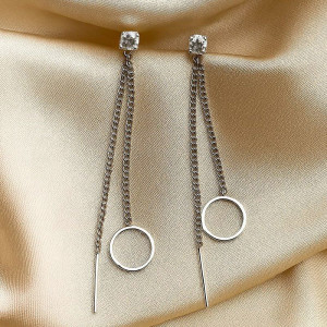 Серьги-пусеты с двойными цепочками и кольцами 1J12277CJJ