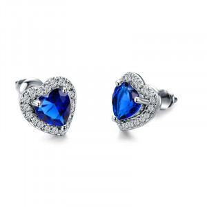 Серьги с сердцем из циркона в семи цветах CJX75154
