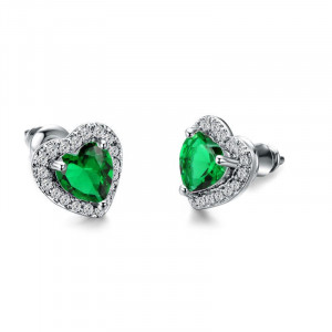 Серьги с сердцем из циркона в семи цветах CJX75154