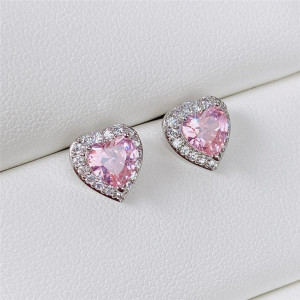 Серьги с сердцем из циркона в семи цветах CJX75154