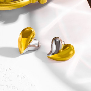 Комбинированные серьги-пусеты Сердца CJJ08029