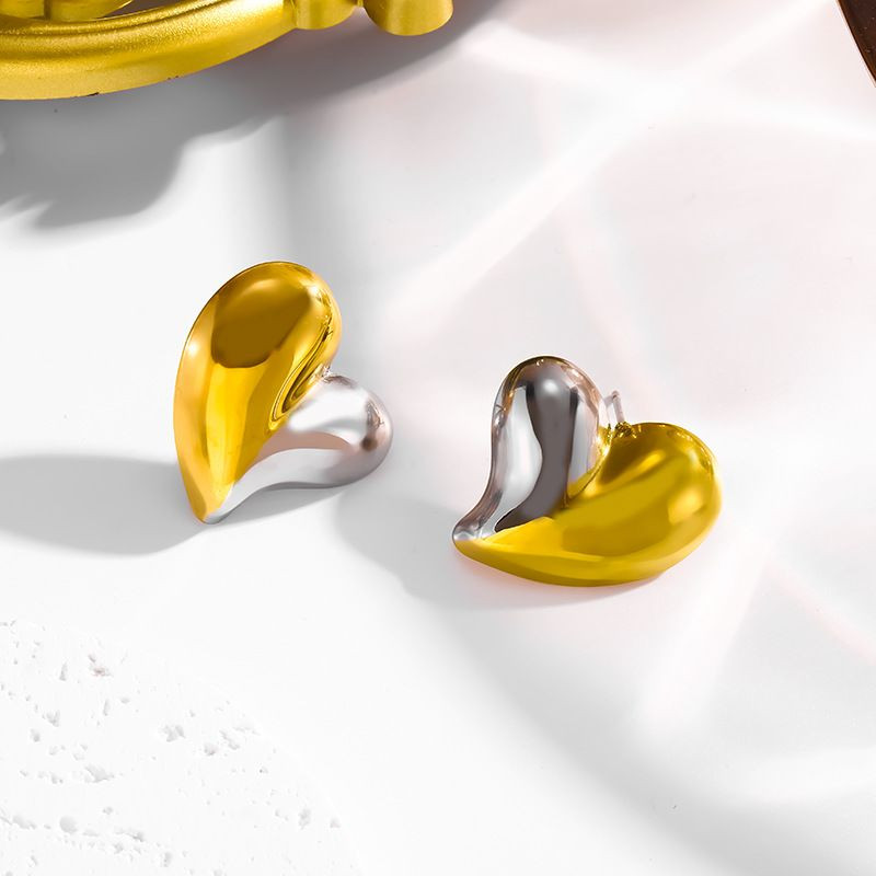 Комбинированные серьги-пусеты Сердца CJJ08029