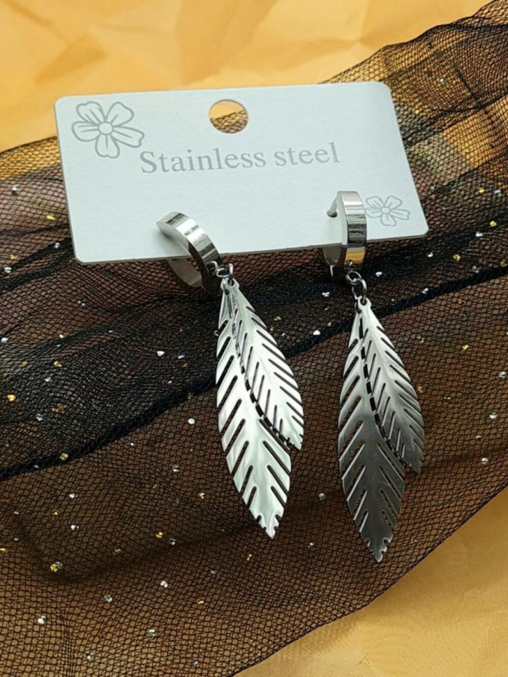 Серьги стальные листья J10210CJJ