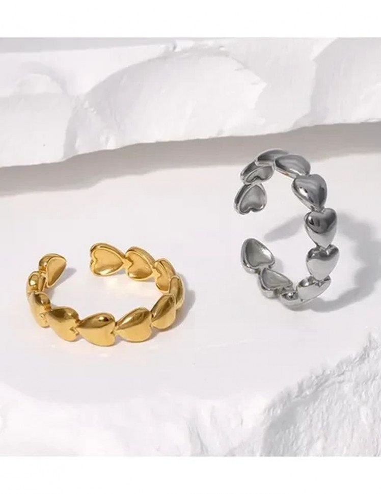 Кольцо-дорожка из миниатюрных объемных сердец J10111CJJ Кольцо-дорожка из миниатюрных объемных сердец J10111CJJ